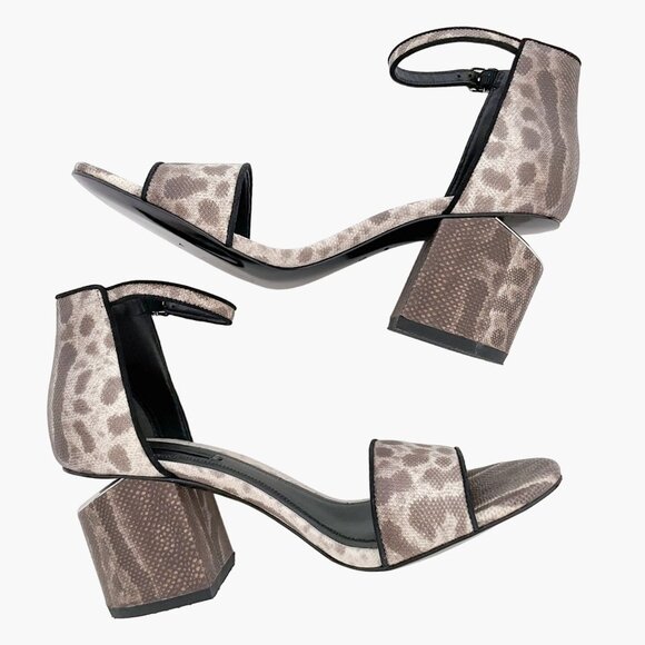 Alexander Wang Abby Sandals EU 36.5 US 6.5 Beige Snake Block Heels Cheetah Brown - Picture 9 of 11